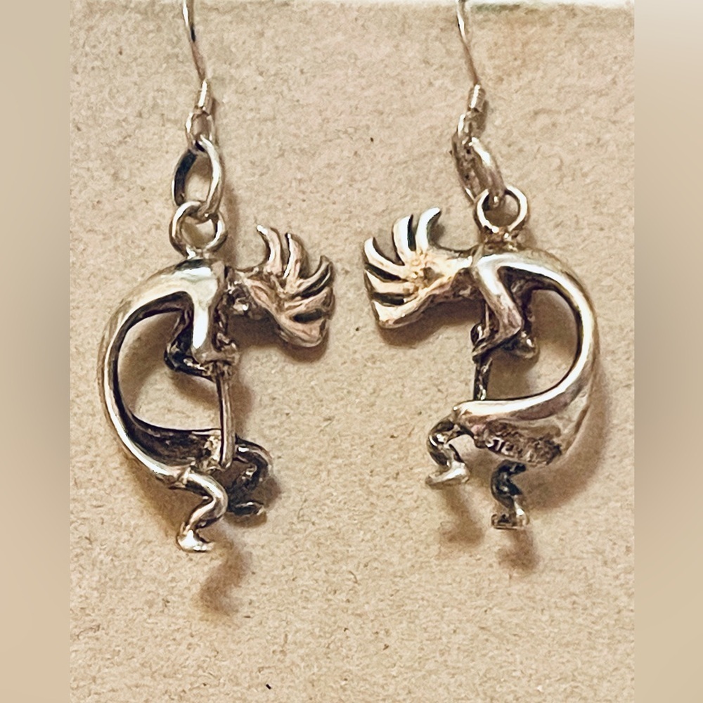 VTG Native American Navajo Sterling Silver kokopelli Dangle Earrings